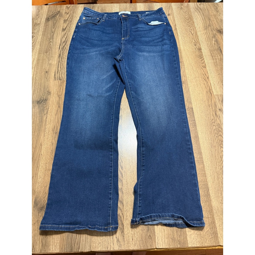 Nine Planet Jeans Women Size 20 Dark Wash Denim High Rise Flare Pockets